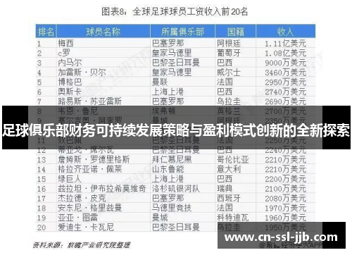 足球俱乐部财务可持续发展策略与盈利模式创新的全新探索